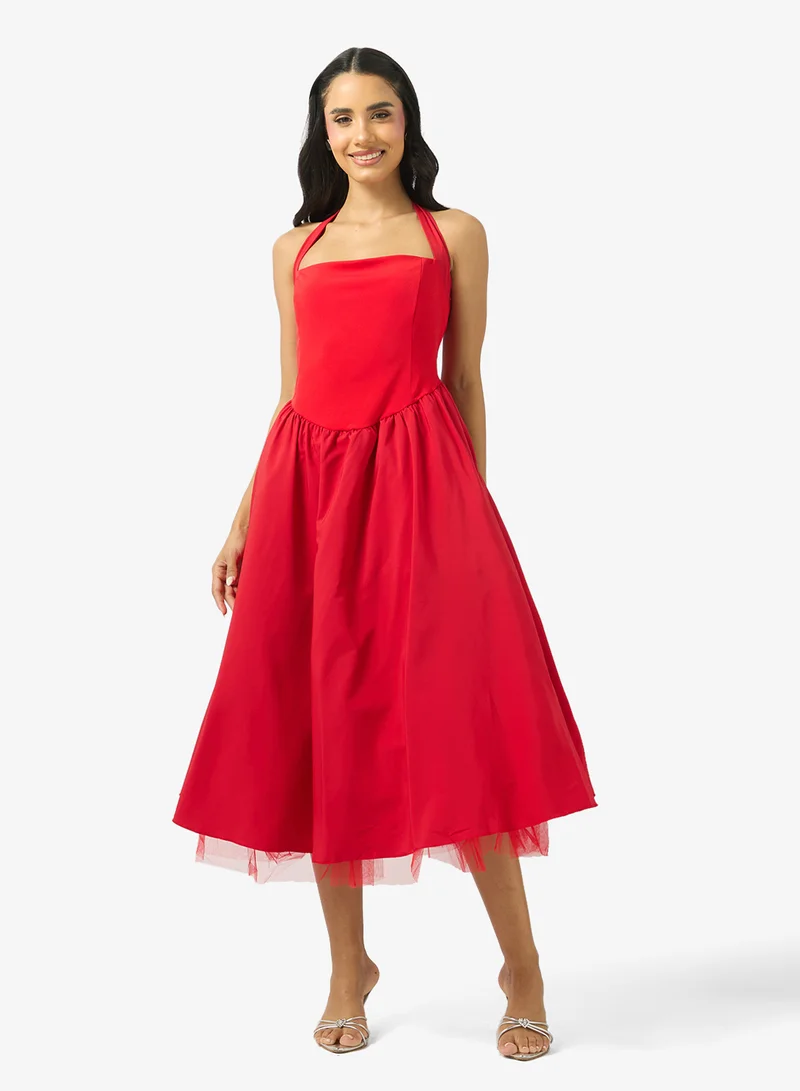 جينجر Halter Neck Corset Bodice Princess Cut Dress